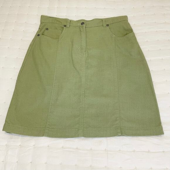 Vintage Woolrich Women’s 10 Cotton Twill Apple Green A-Line Mini Skirt Y2K - Picture 1 of 8